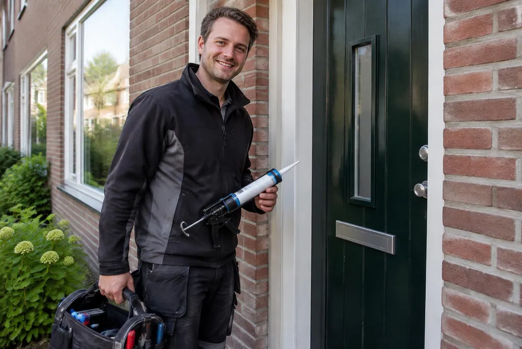 Vakman van Kitbedrijf Ridderkerk bij de voordeur van een woning